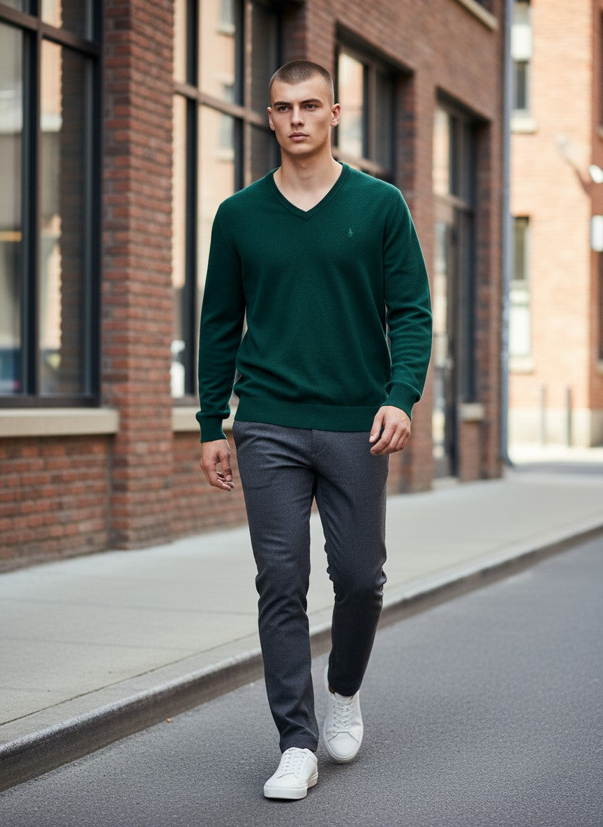 Pull  Ralph Lauren  – Col V – vert – taille S