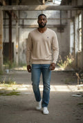 Pull  Ralph Lauren  – Col V – gris/blanc – taille L