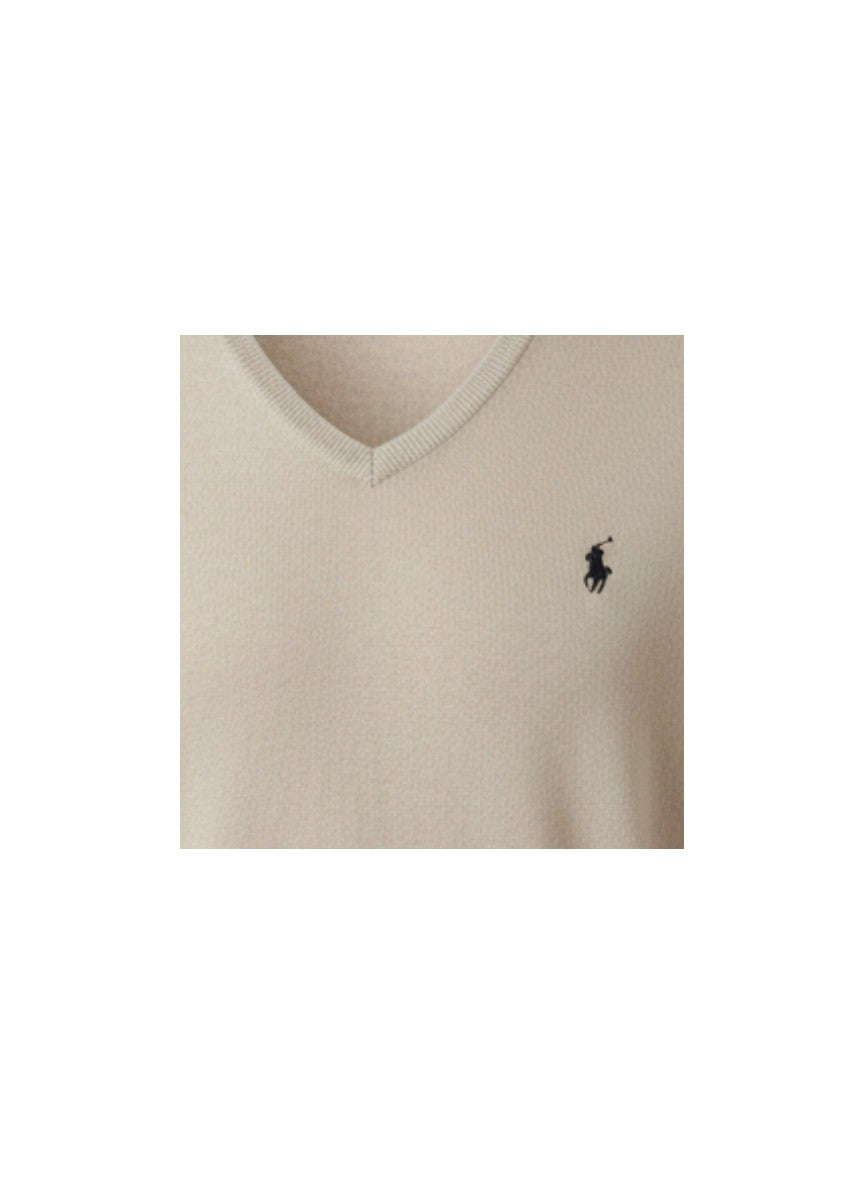 Pull  Ralph Lauren  – Col V – gris/blanc – taille L