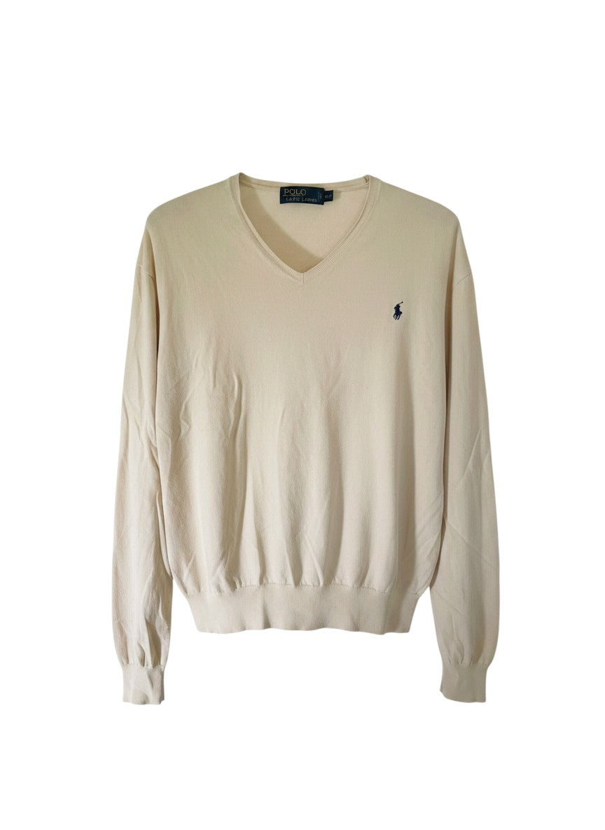 Pull  Ralph Lauren  – Col V – blanc – taille XXL