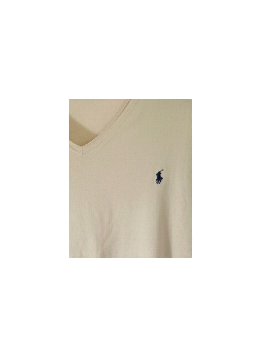 Pull  Ralph Lauren  – Col V – blanc – taille XXL