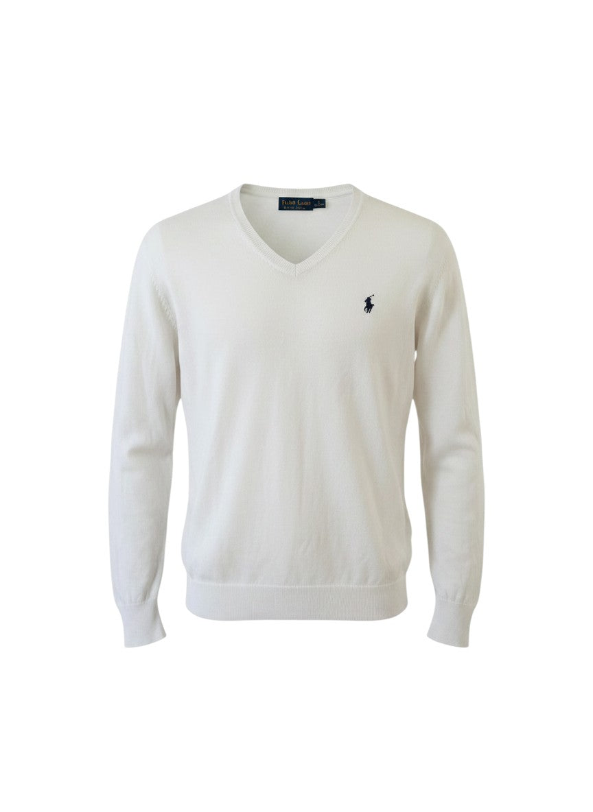 Pull Ralph Lauren  – Col V – blanc – taille M