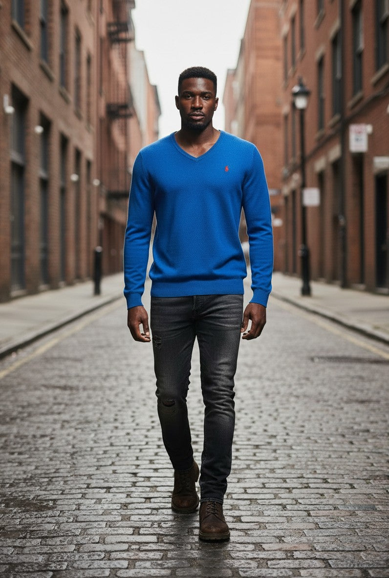 Pull  Ralph Lauren  – Col V – bleu –  taille M