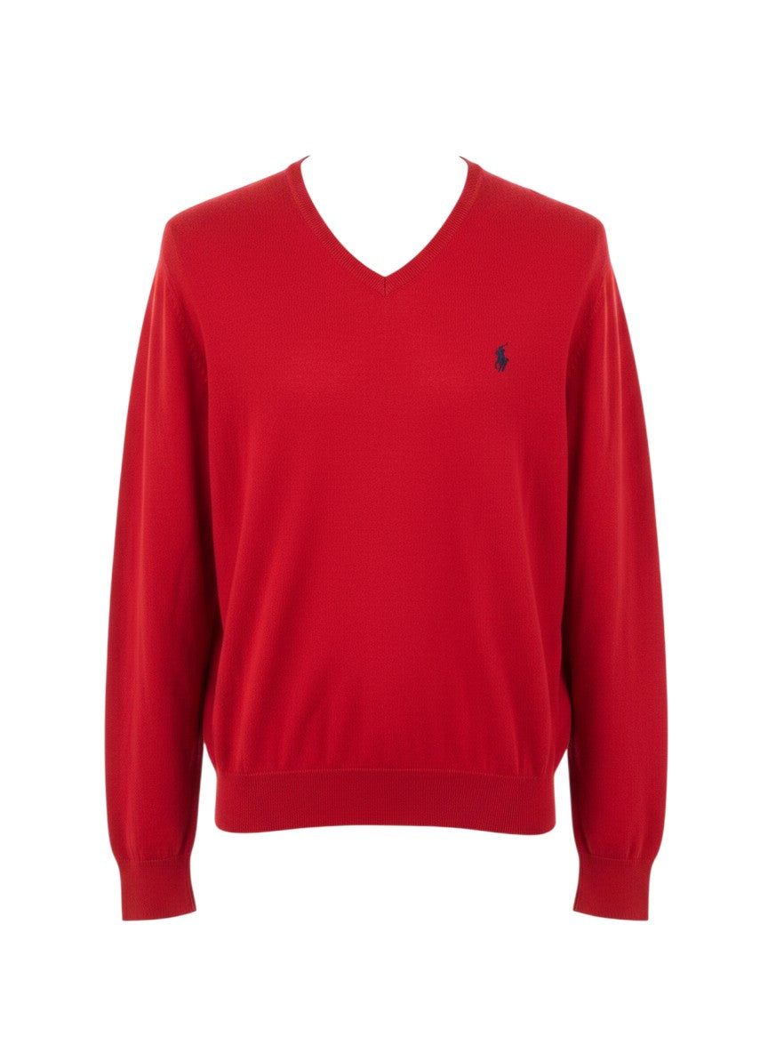 Pull  Ralph Lauren  – Col V – rouge –  Taille L