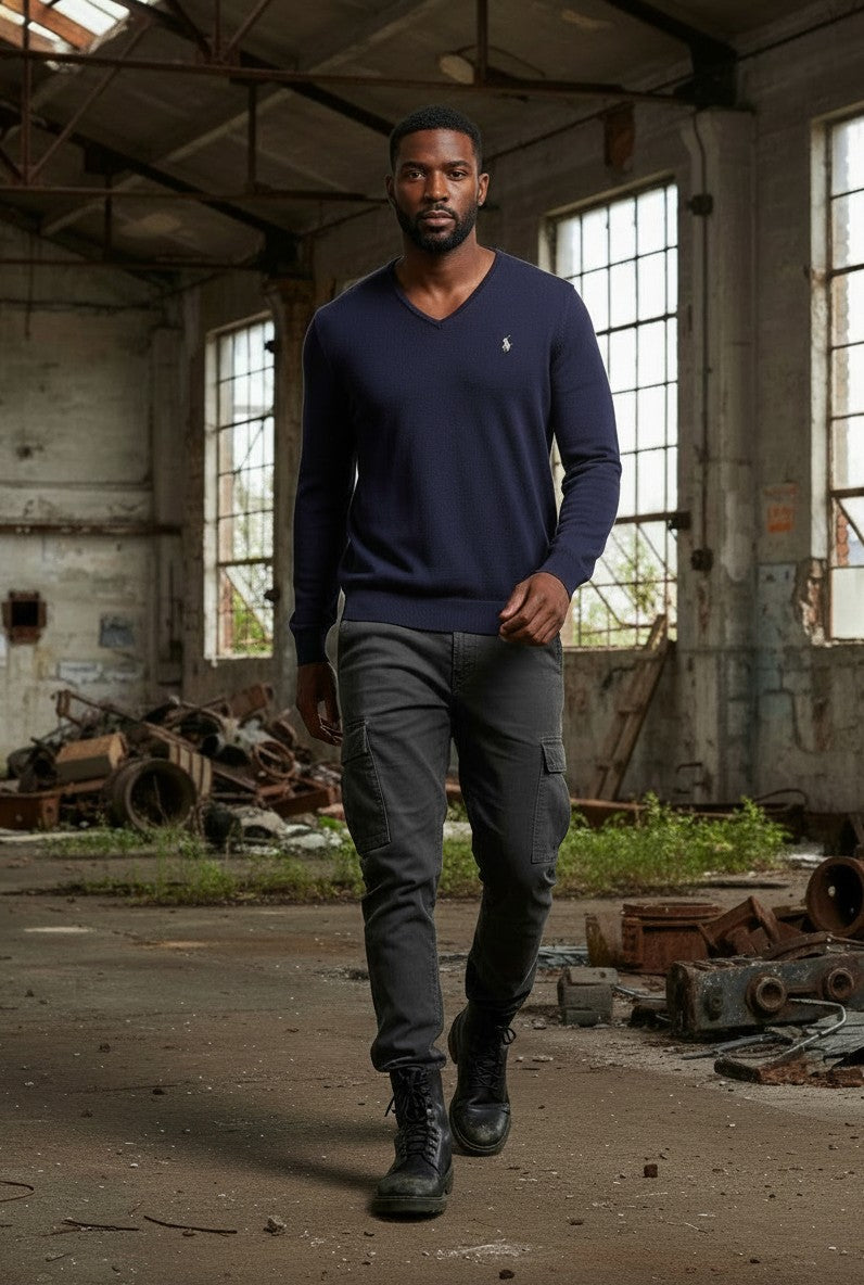 Pull  Ralph Lauren  – Col V – marine – taille L