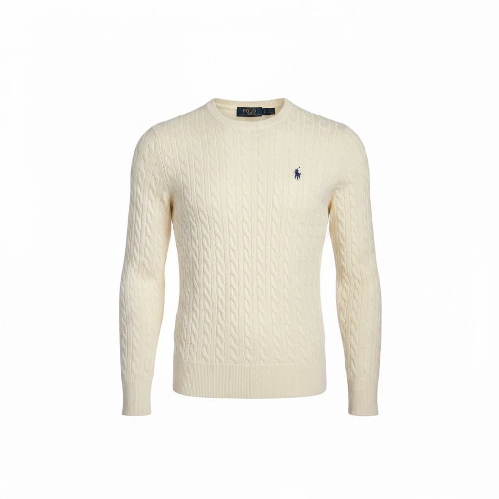 Pull Ralph Lauren  – Col rond – blanc – Taille L – Neuf