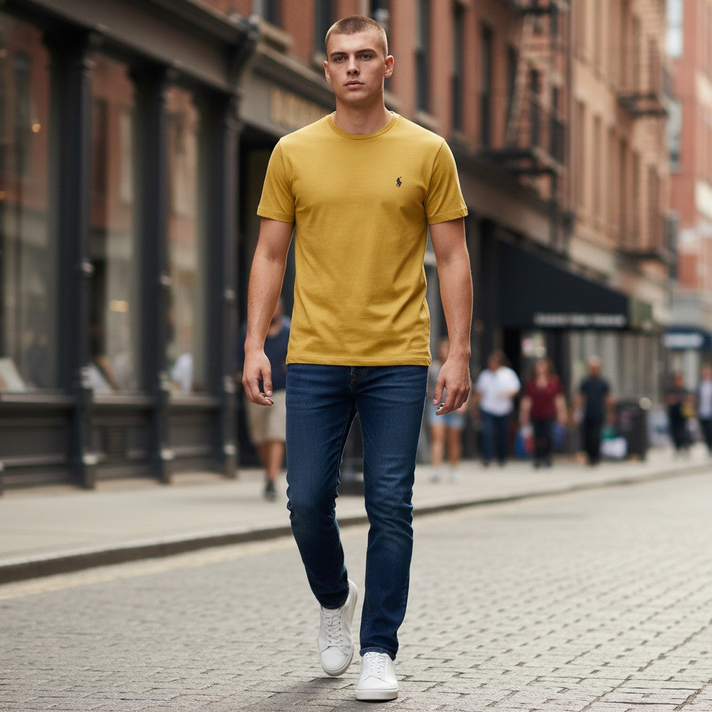 T-shirt Ralph Lauren – Col Rond – Jaune – Taille M