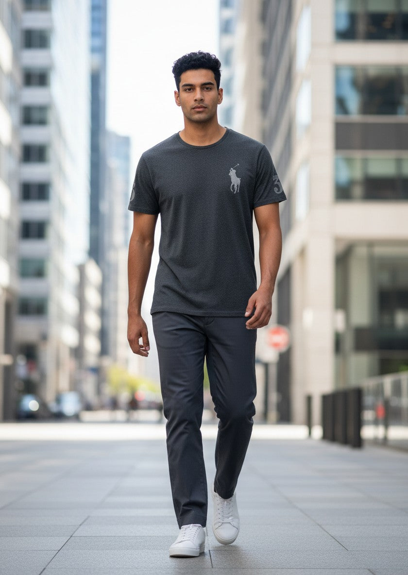 T-shirt Ralph Lauren Série Player – Col Rond – gris – Taille L
