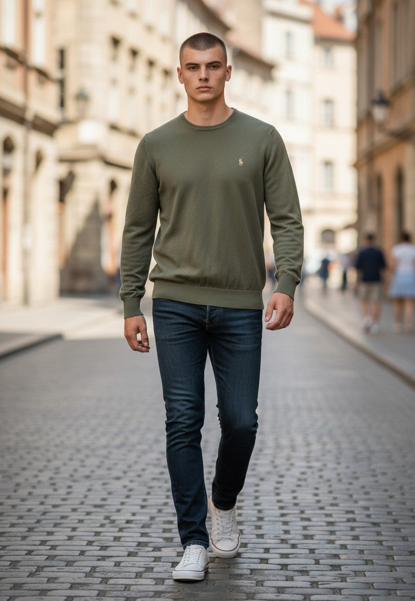 Pull Ralph Lauren  – Col rond – vert olive – taille L