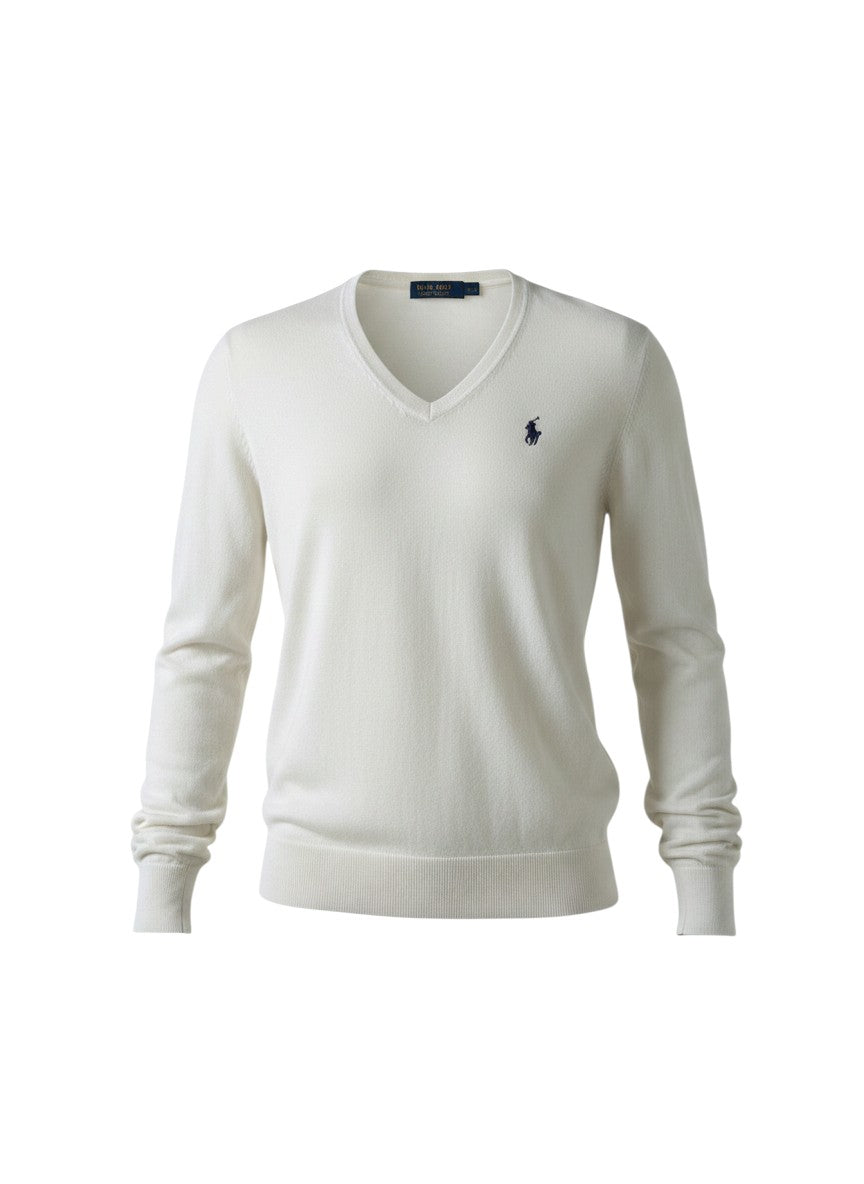 Pull Ralph Lauren  – Col V – blanc – taille L