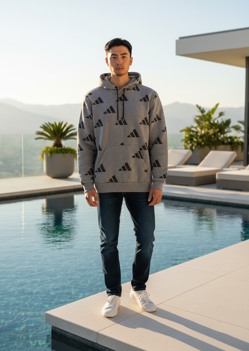Sweat à Capuche Adidas – gris – taille M