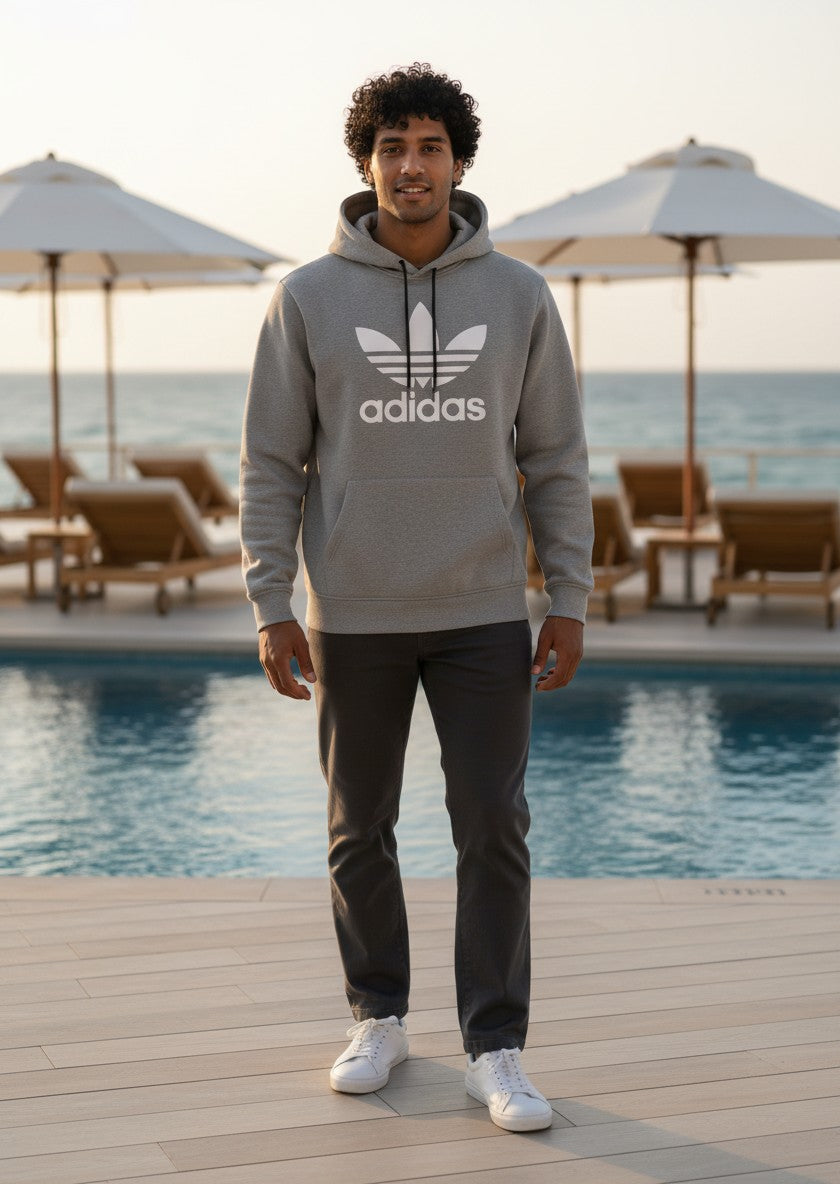 Sweat à Capuche Adidas – gris – taille L