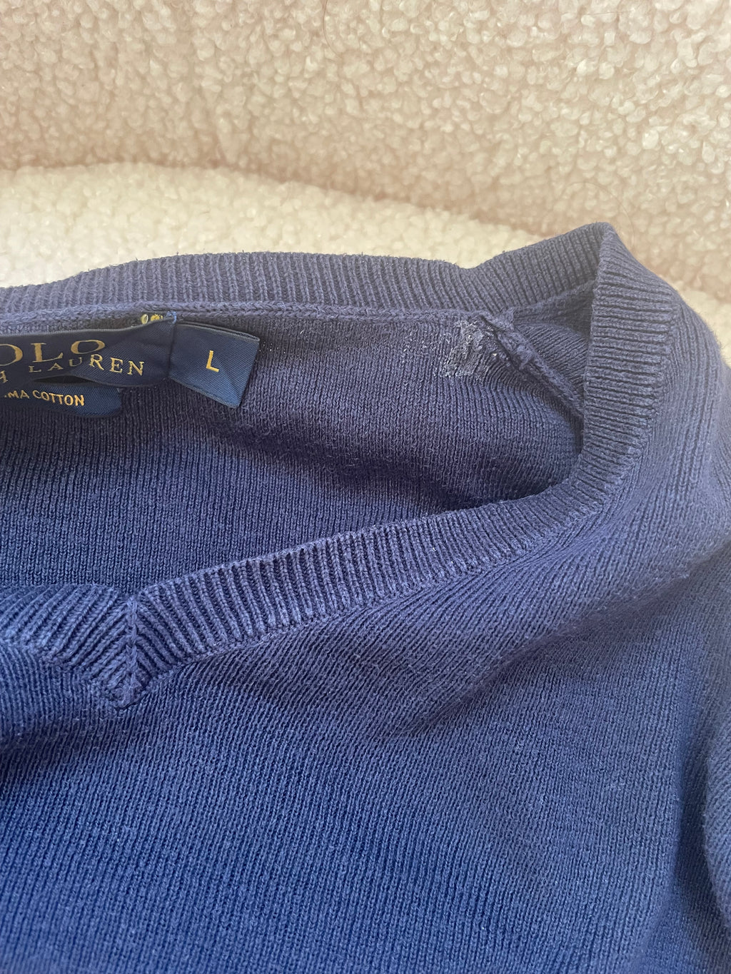 Pull Ralph Lauren  – Col V – marine – taille L